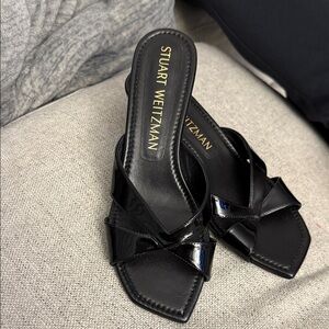 Stuart Weitzman Black Patent Leather Kitten Heels